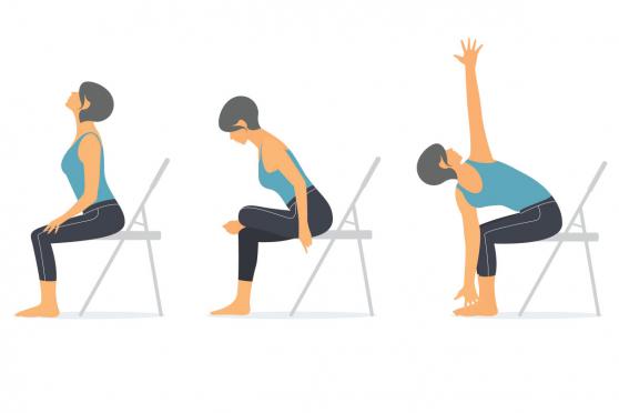 Illustration of woman in 3 different yoga poses