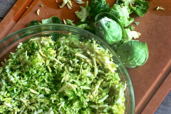 Brussel Sprout Slaw with Apple Cheddar Toast
