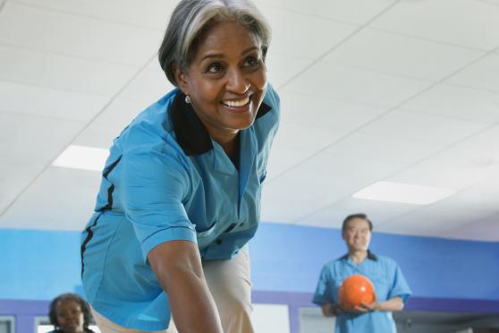 older woman bowling