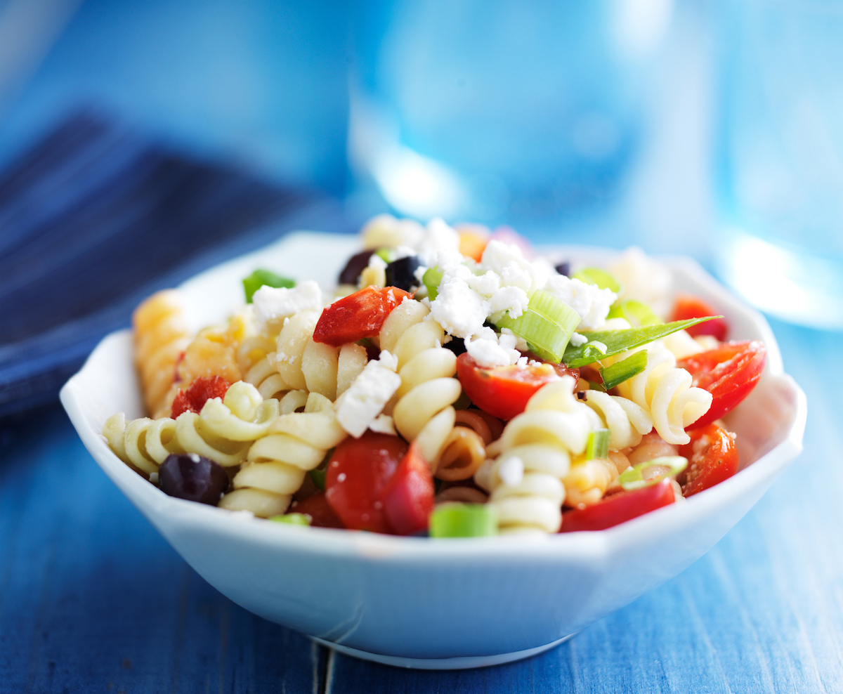 Pasta with Cherry Tomatoes, Olives, and Feta