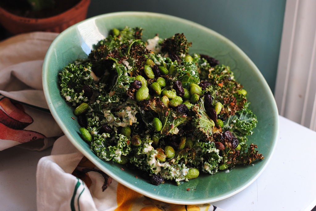 Photo: Crispy Kale Salad with Miso Dressing