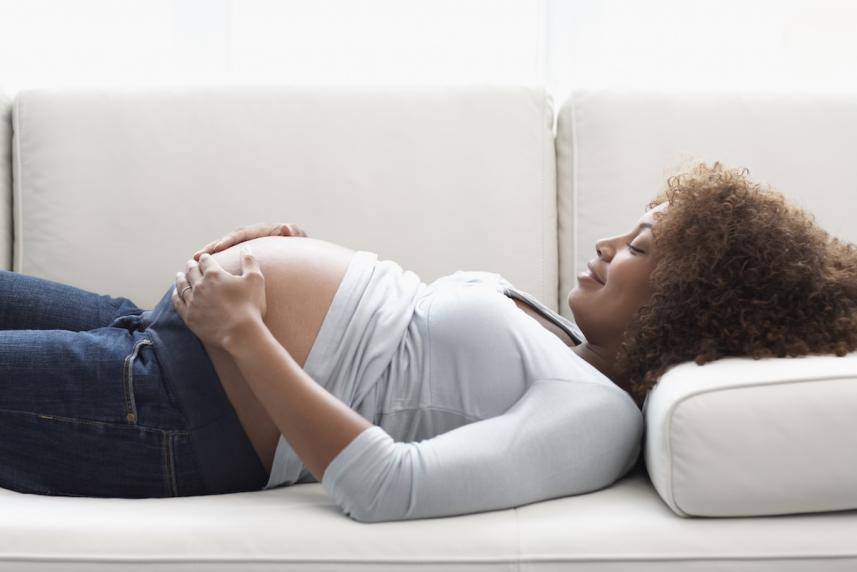 Pregnant woman lying down