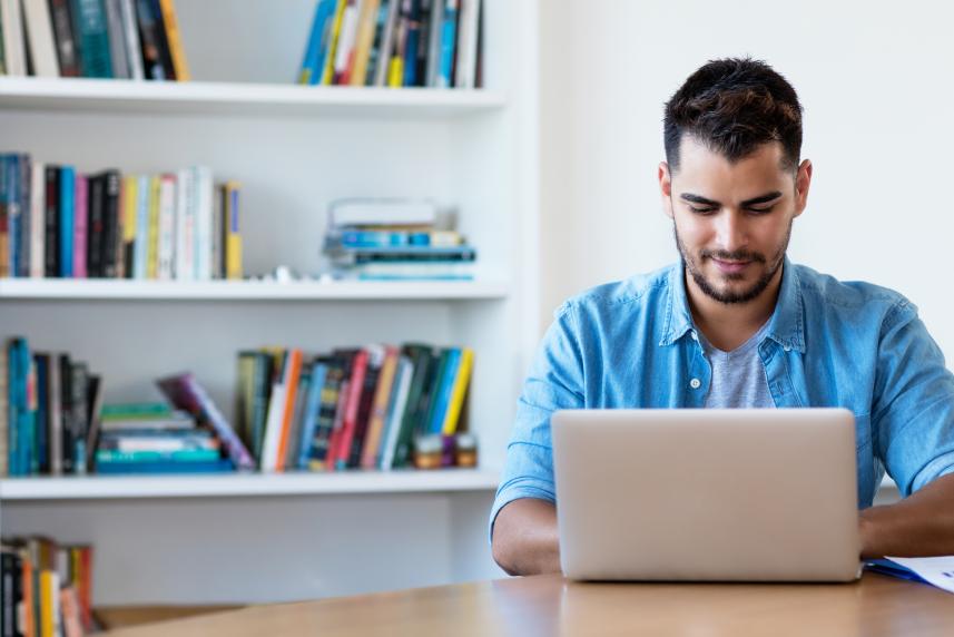 man on computer