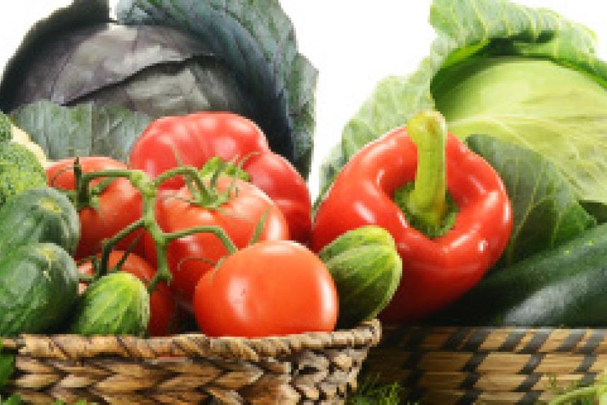 Photo: Two baskets of fresh vegetables