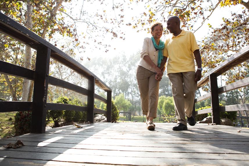 Husband and wife enjoying a walk