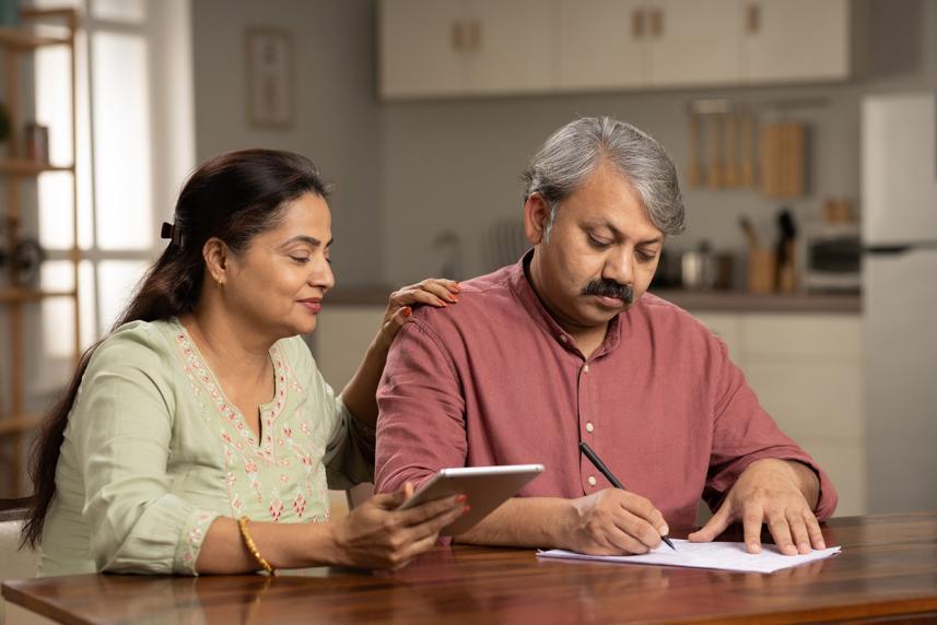 Couple looking at documents 