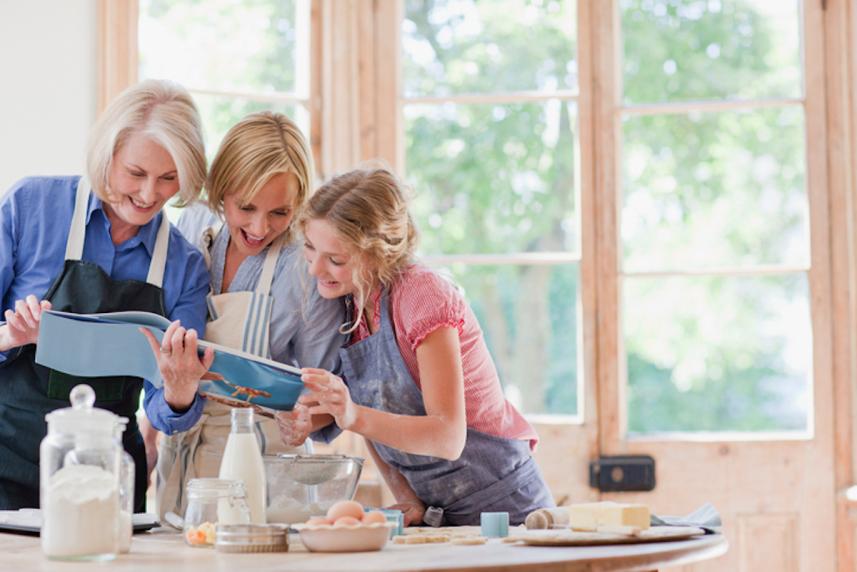 family having fun in the kitchen