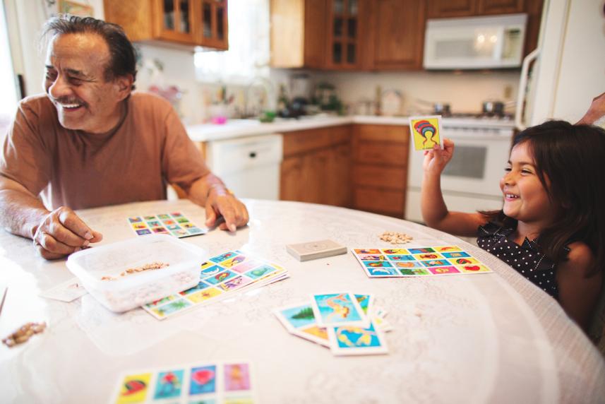 at the table playing games