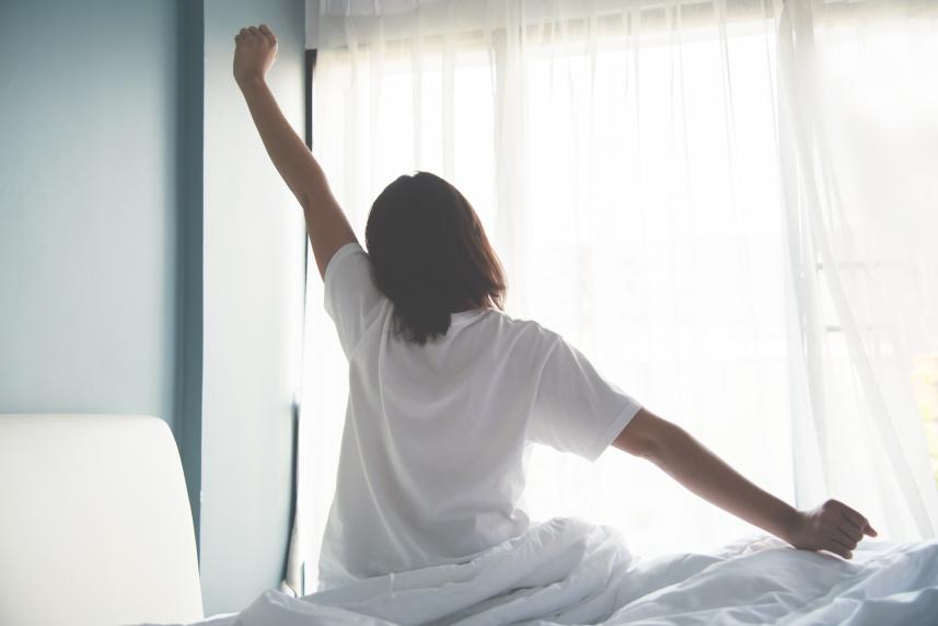 Asian woman stretching