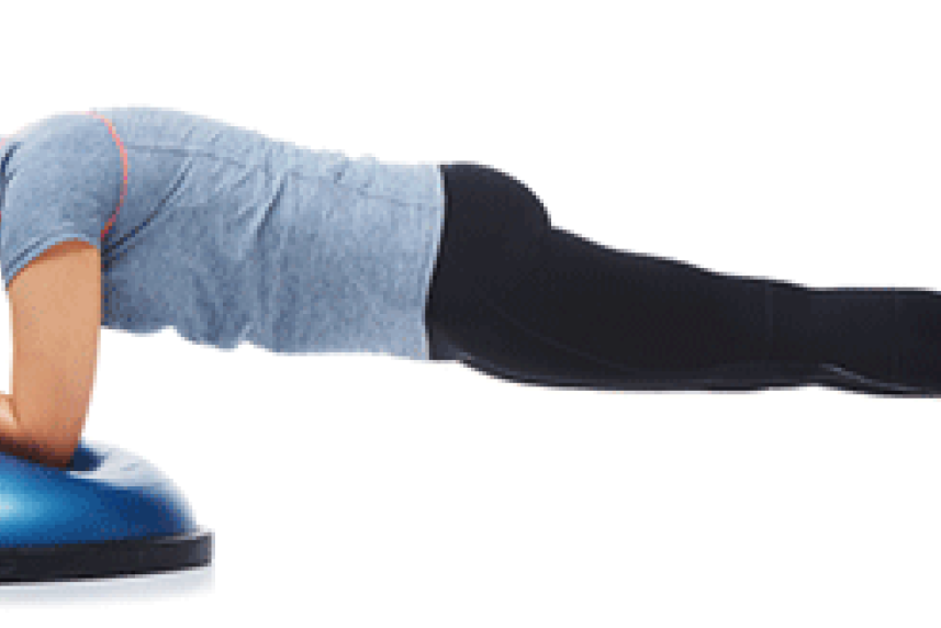 Woman planking on BOSU ball