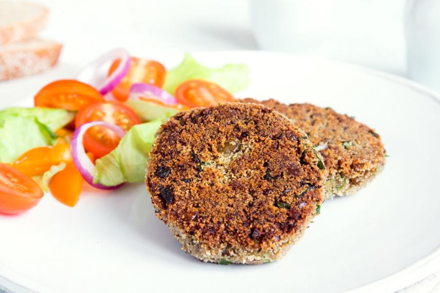 Two lentil chickpea burger patties