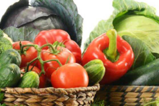 Photo: Two baskets of fresh vegetables