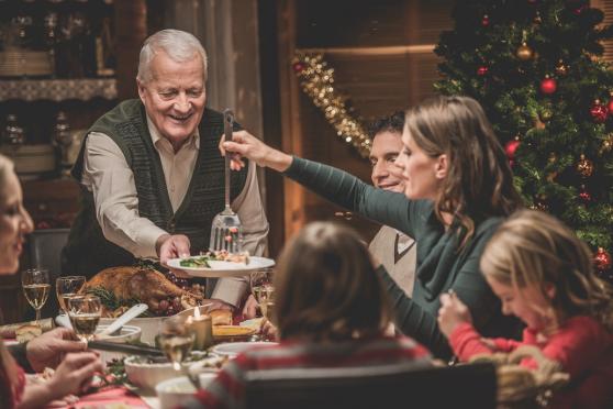 Family eating a holiday meal