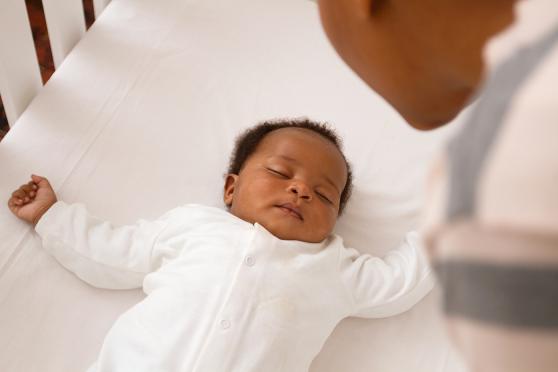 Newborn baby falling asleep