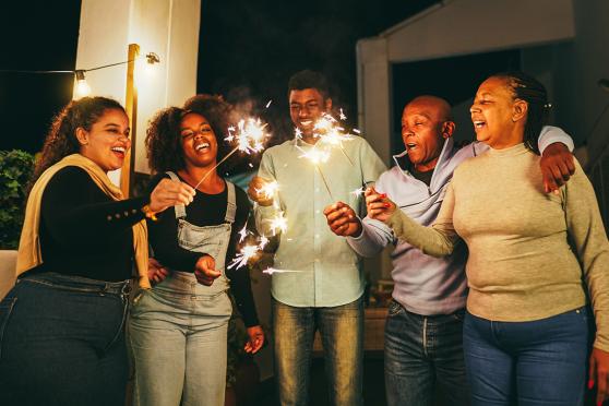 People holding sparklers
