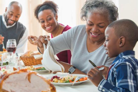 Family eating a holiday meal