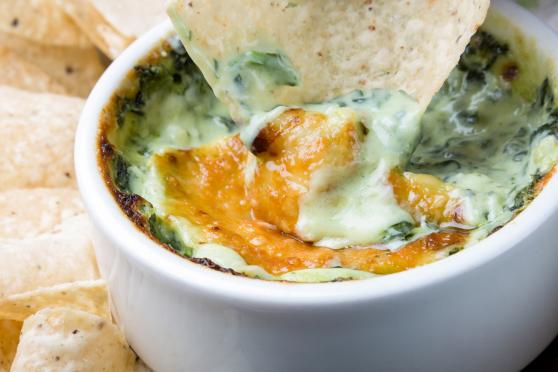Photo: Hot Spinach Artichoke Dip with tortilla chips
